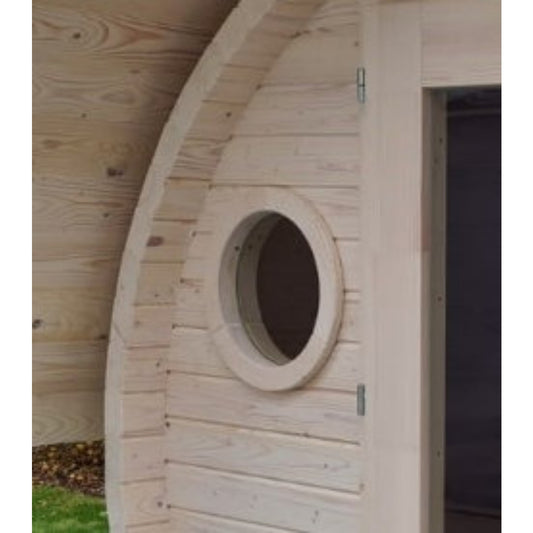 Fass-Sauna Rundfenster