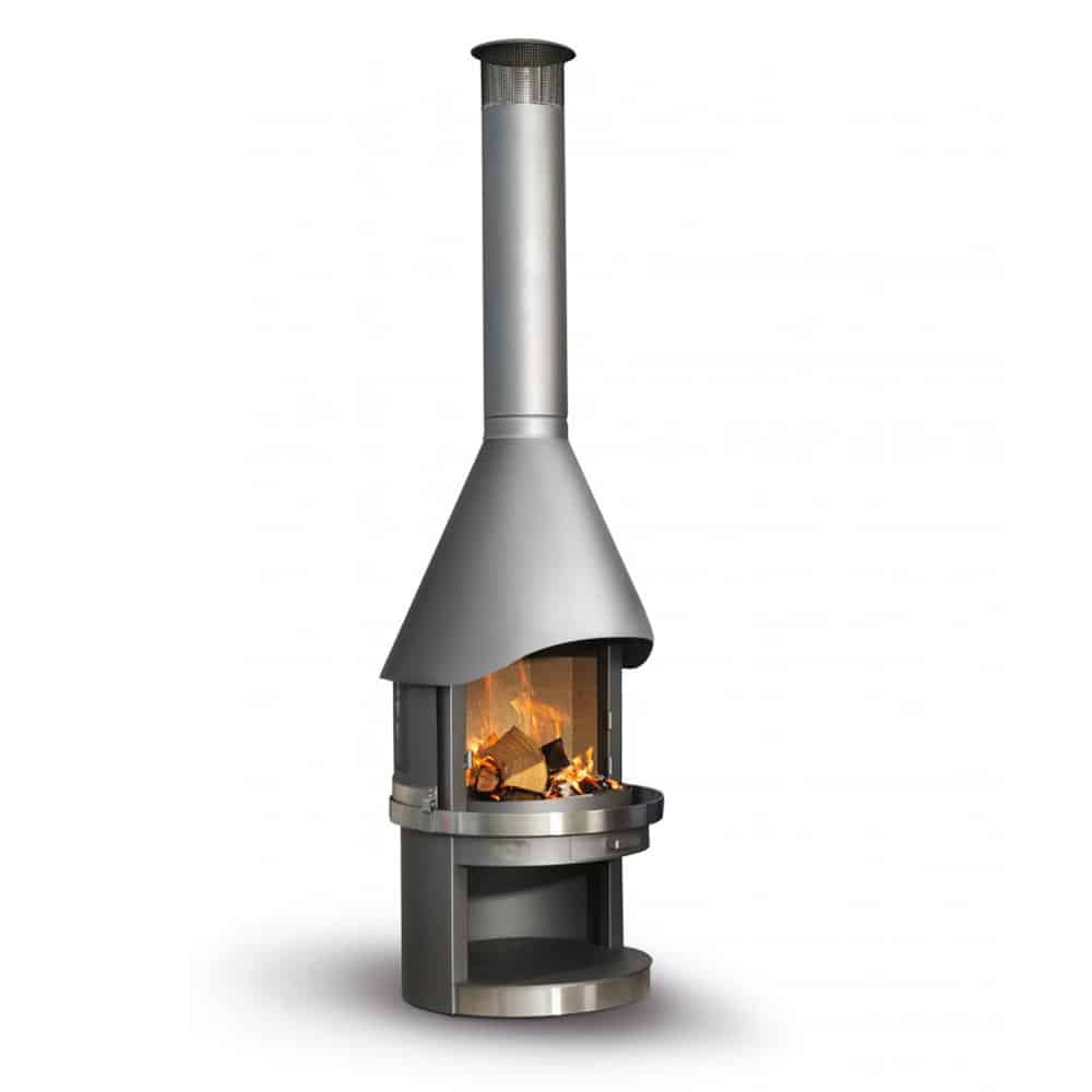 HERMAPRO Vario 70 Edelstahl Gartenkamin in grau  GLATT