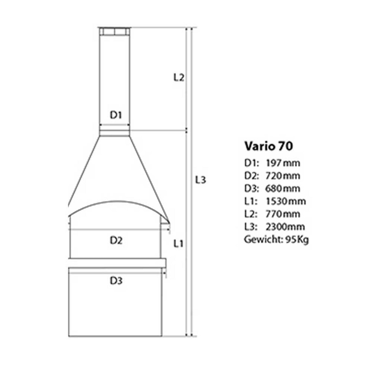 HERMAPRO Vario 70 Edelstahl Gartenkamin in grau  GLATT
