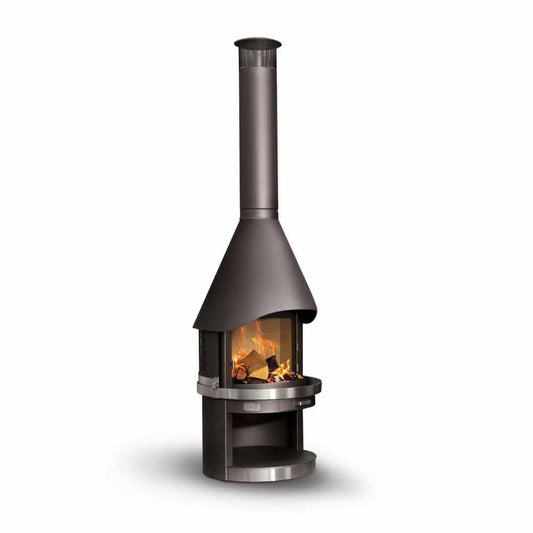 HERMAPRO Vario 70 Edelstahl Gartenkamin in schwarz  GLATT