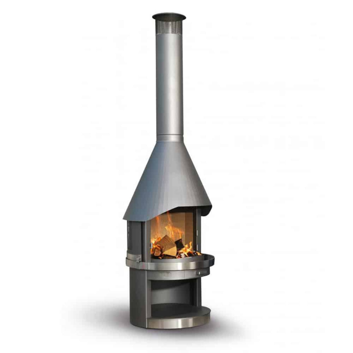 HERMAPRO Vario 80 Edelstahl Gartenkamin in grau  GESTEPPT
